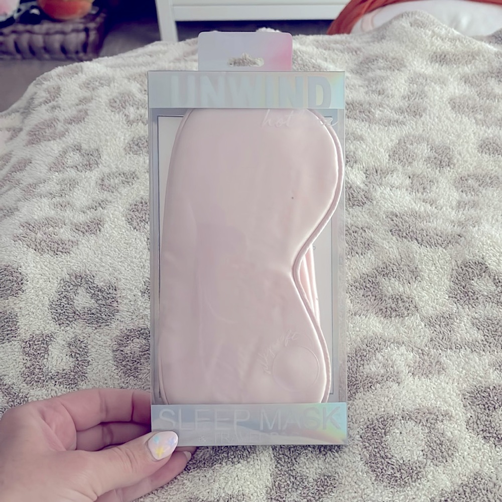 The Unwind Hotline Pink Silky Eye Mask and Travel Bag